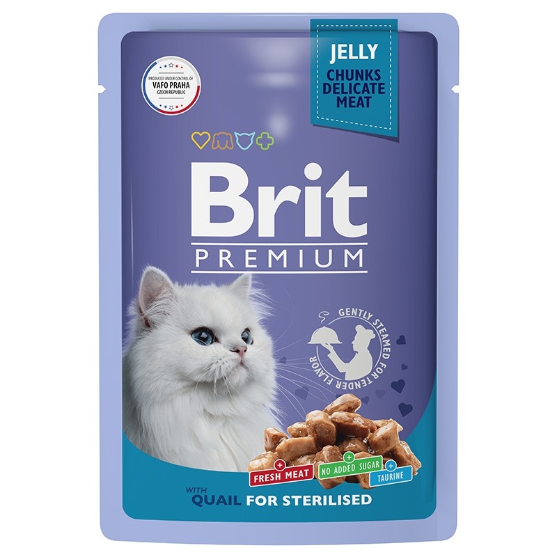 Brit Premium Sterilised Перепелка в желе пауч для кошек 85 г