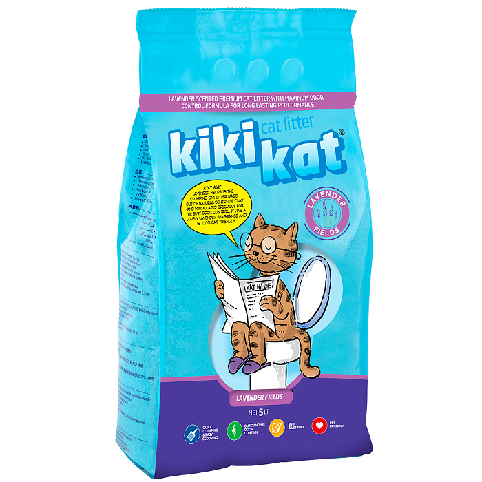 Наполнитель KikiKat комкующийся супер-белый Лаванда для кошек