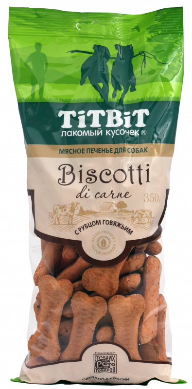 Печенье TitBit Biscotti с рубцом говяжьим для собак 350 г