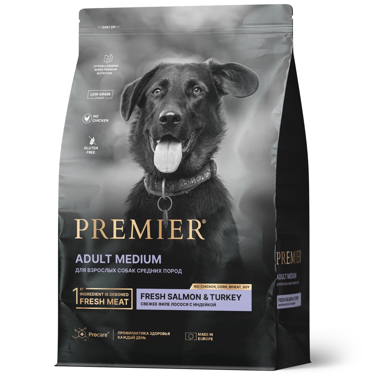 Premier Adult Medium Лосось/Индейка для собак 3 кг