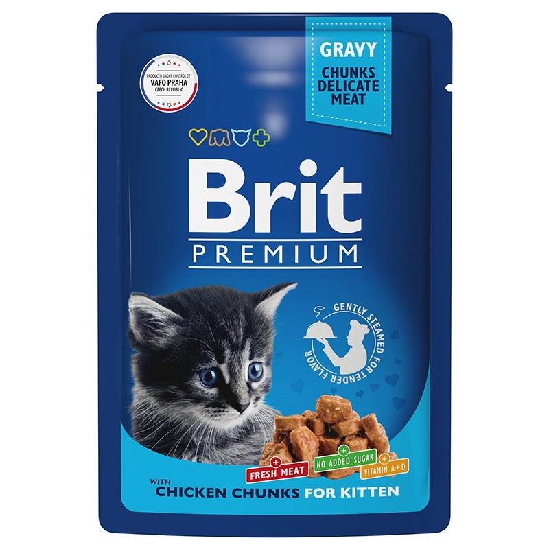 Brit Premium Kitten Цыплёнок в соусе пауч для котят 85 г