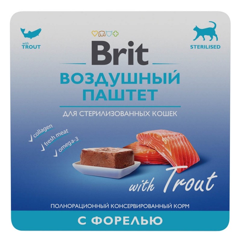 Brit Premium Adult Форель воздушный паштет ламистер для стерилизованных кошек 100 г