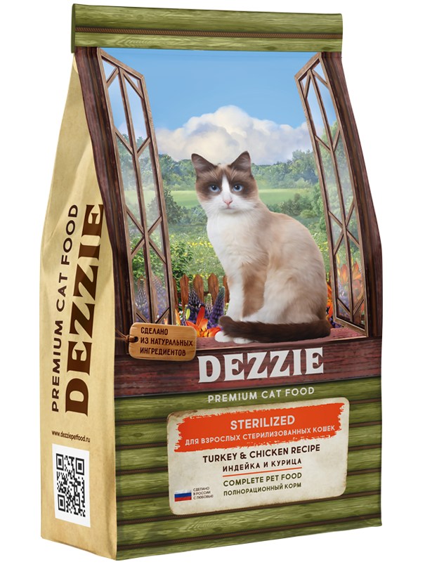 Dezzie Sterilized Индейка/Курица для кошек 1