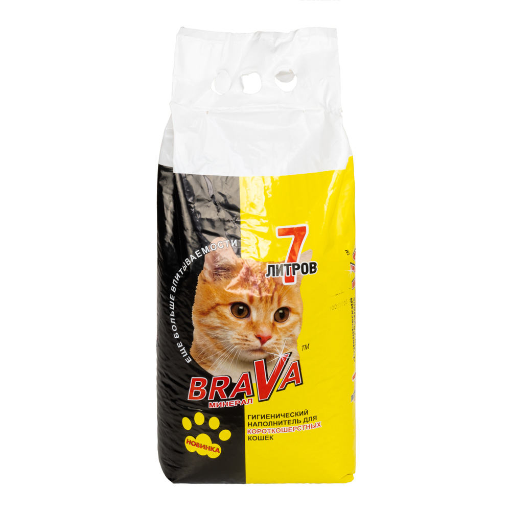 Наполнитель Brava впитывающий минерал для короткошерстных кошек и котят 7 л (4,14 кг) 2