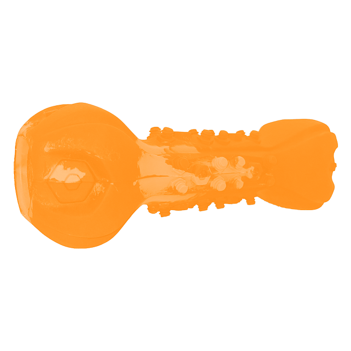 Игрушка Mr. Kranch гантель с пищалкой с ароматом бекона оранжевый для собак 22 см