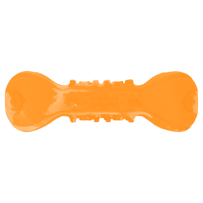 Игрушка Mr. Kranch гантель с пищалкой с ароматом бекона оранжевый для собак 22 см 2
