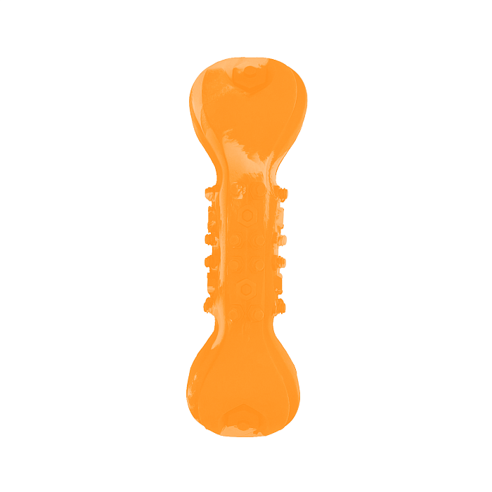 Игрушка Mr. Kranch гантель с пищалкой с ароматом бекона оранжевый для собак 22 см 3