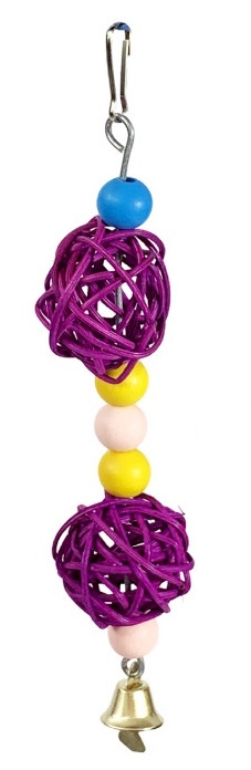 Игрушка PetStandArt Погремушка с ротанговыми шариками фиолетовая для птиц 
