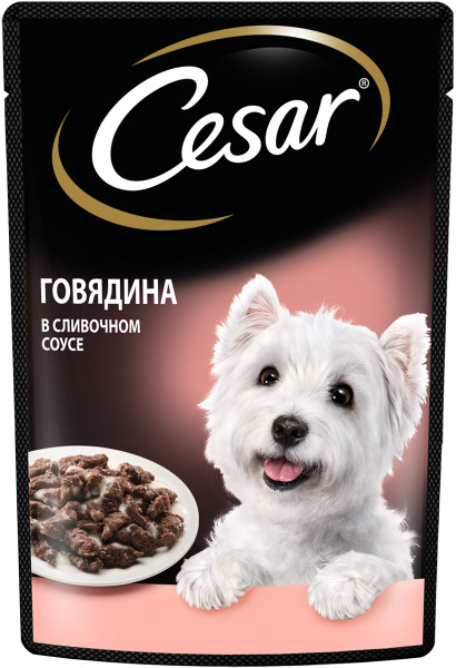 Cesar Говядина в сливочном соусе пауч для собак 85 г 1