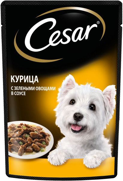 Cesar Курица/Зеленые овощи пауч для собак 85 г