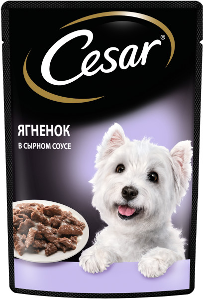 Cesar Ягненок в сырном соусе пауч для собак 85 г