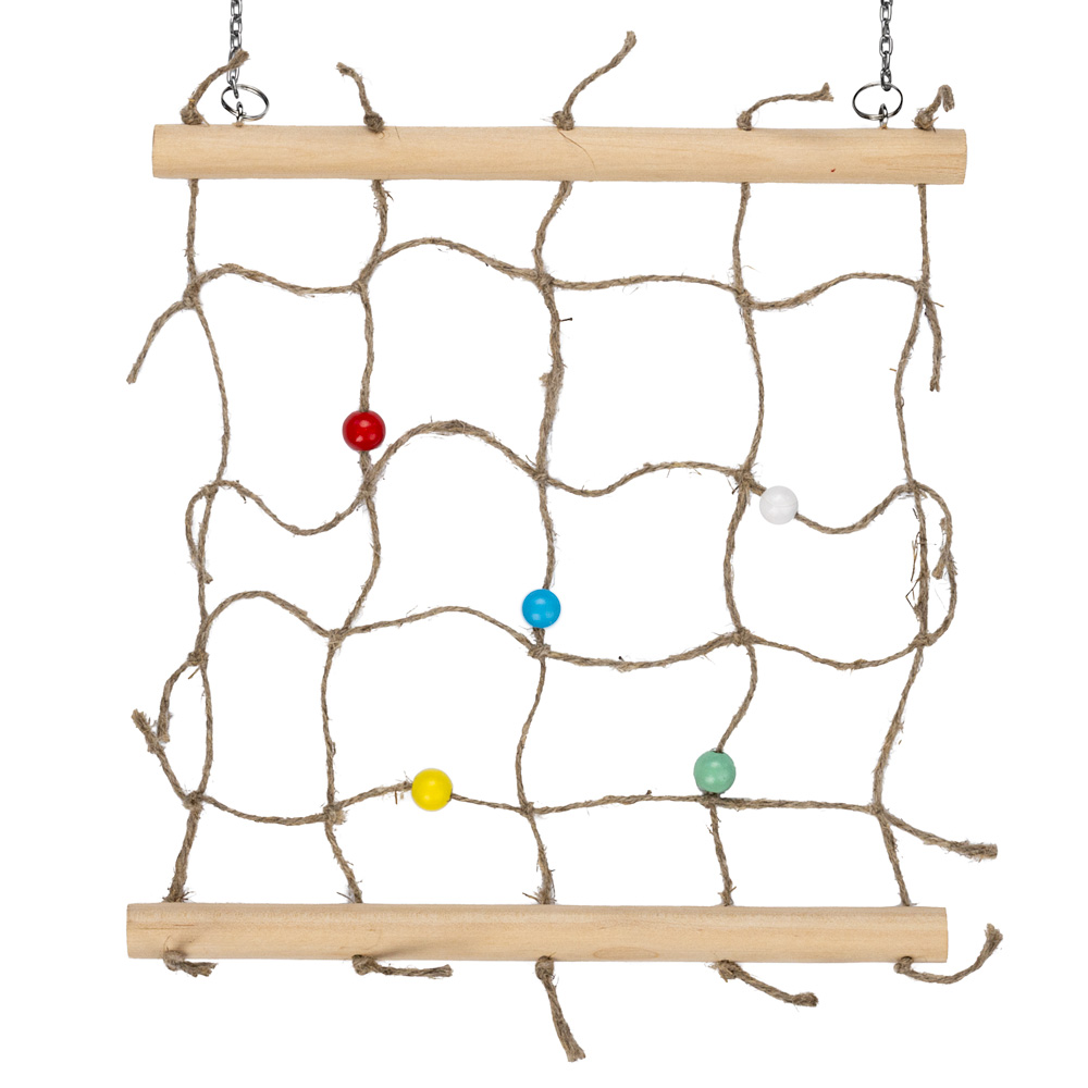 Игрушка PetStandArt Сетка с бусинами деревянная для птиц 22*2*24 см  2