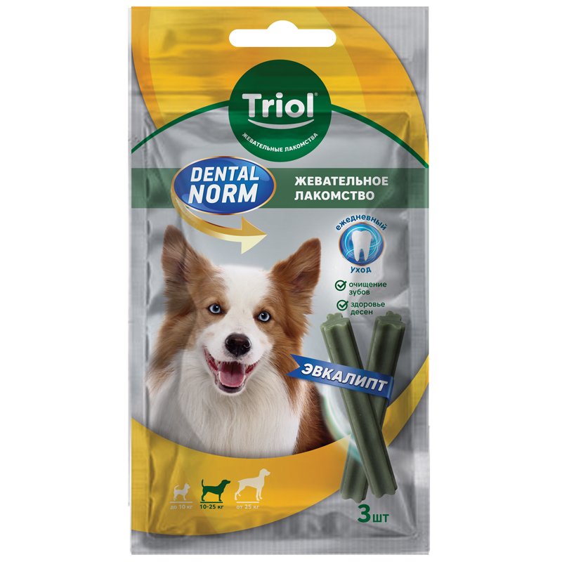 Лакомство Triol Dental Norm Палочки жевательные с эвкалиптом для собак средних пород 75 г (3 шт)