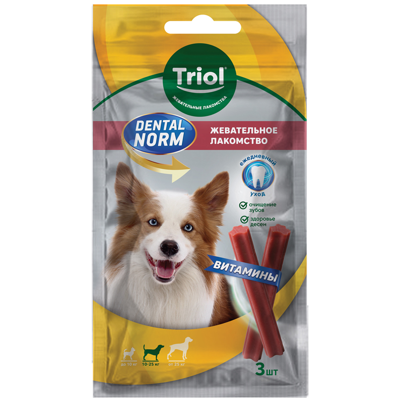 Лакомство Triol Dental Norm Палочки жевательные с витаминами для собак средних пород 75 г (3 шт)