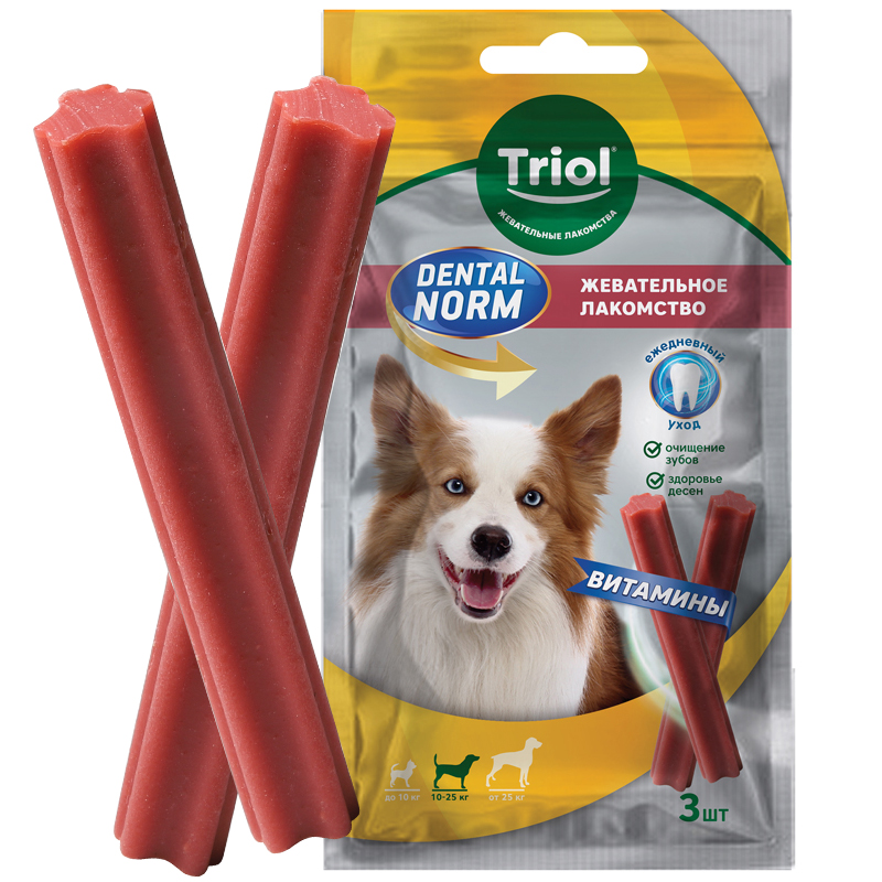 Лакомство Triol Dental Norm Палочки жевательные с витаминами для собак средних пород 75 г (3 шт) 3