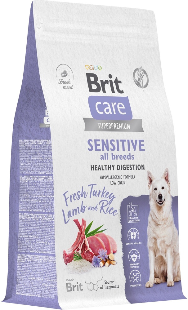 Brit Care Dog Adult Sensitive Healthy Digestion Индейка/Ягненок для собак 1,5 кг