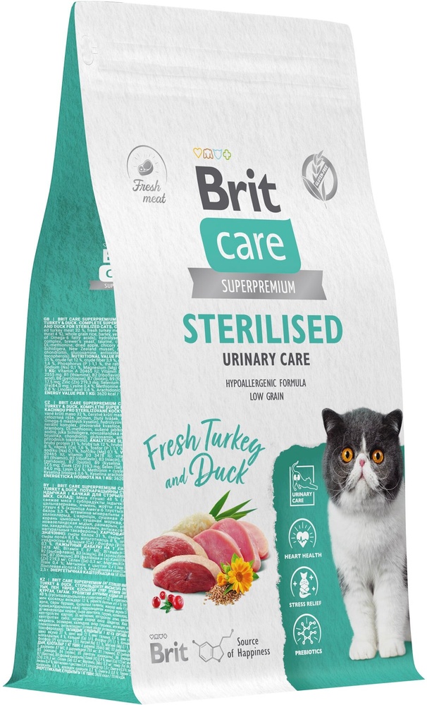 Brit Care Cat Sterilised Urinary Care Индейка/Утка для кошек 400 г