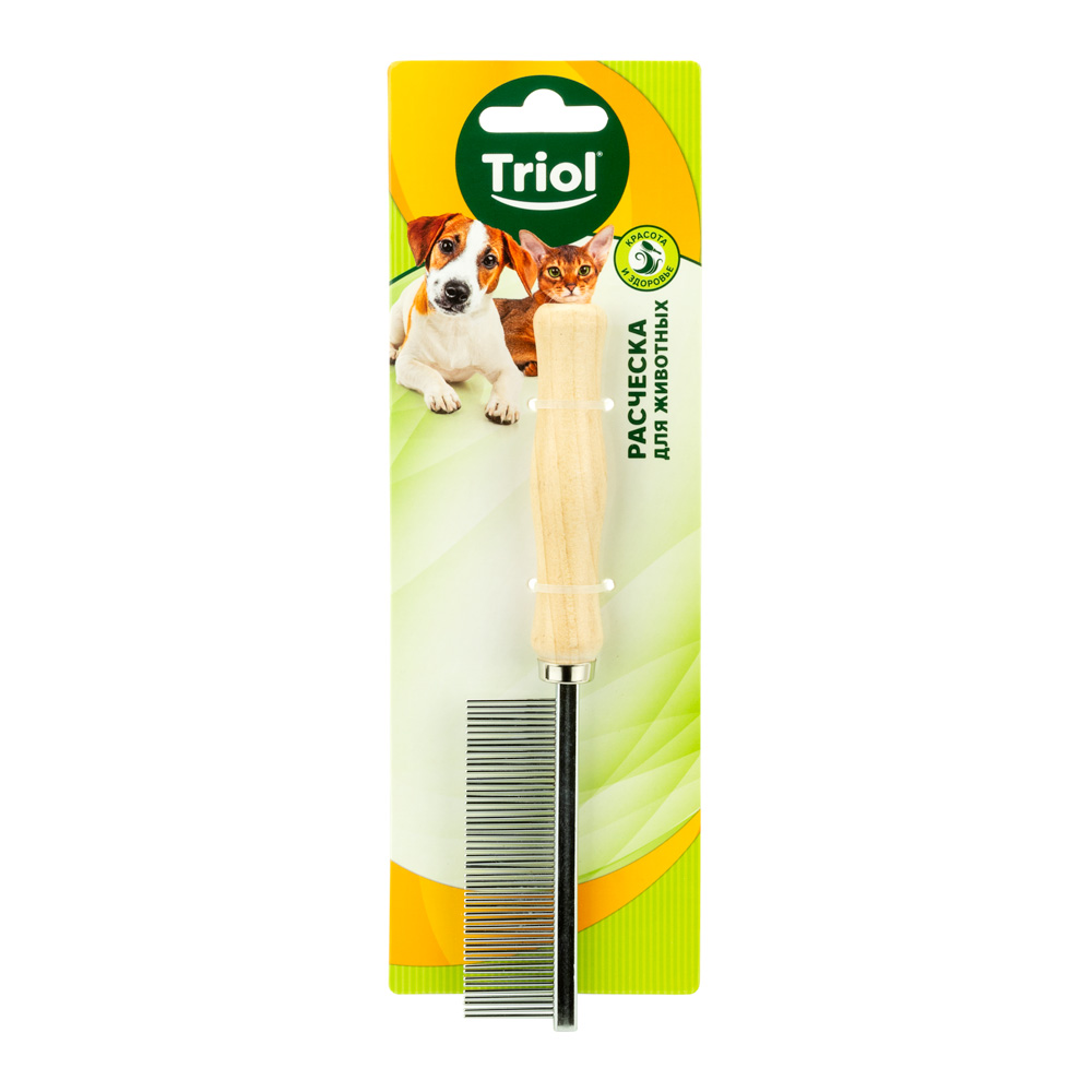 Расческа Triol Классика частые зубья дерев ручка для животных 3*18 см 4