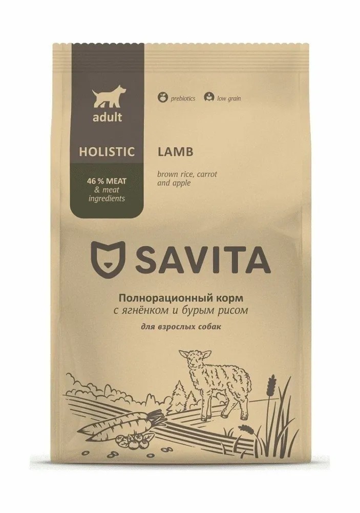 Savita Holistic Adult Ягненок/бурый рис для собак 3 кг