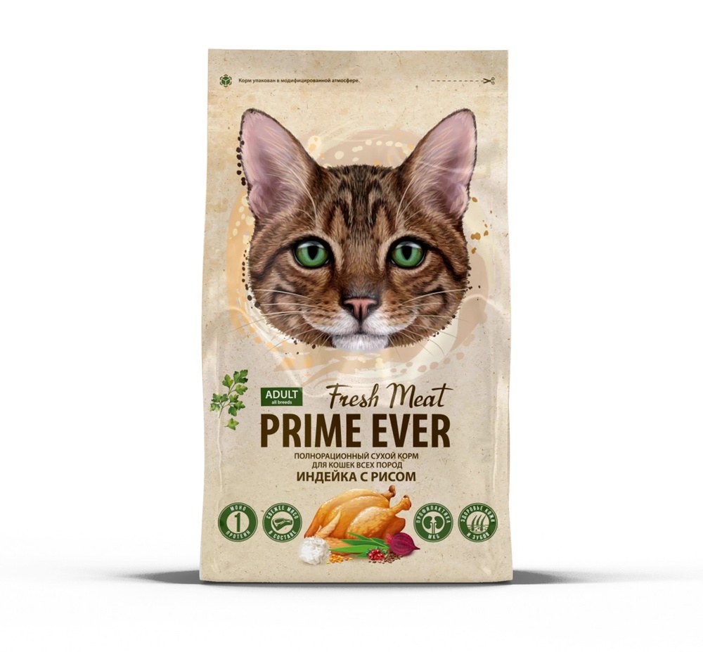 Prime Ever Fresh Meat Adult Индейка/рис для кошек 370 г