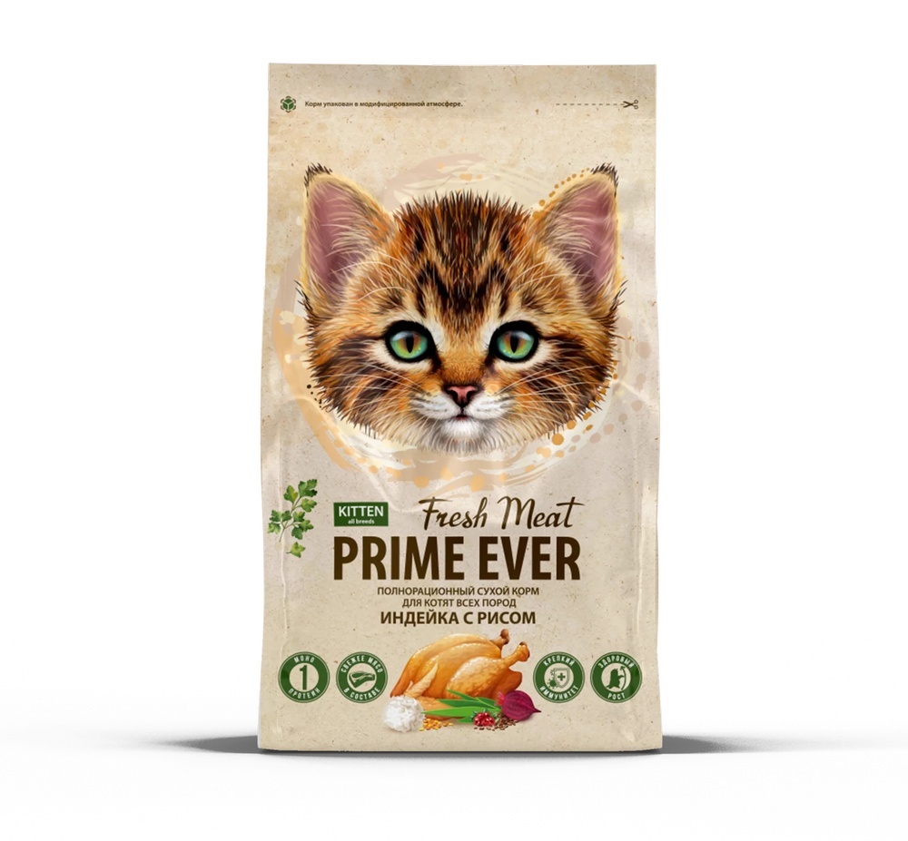 Prime Ever Fresh Meat Kitten Индейка/рис для котят 370 г