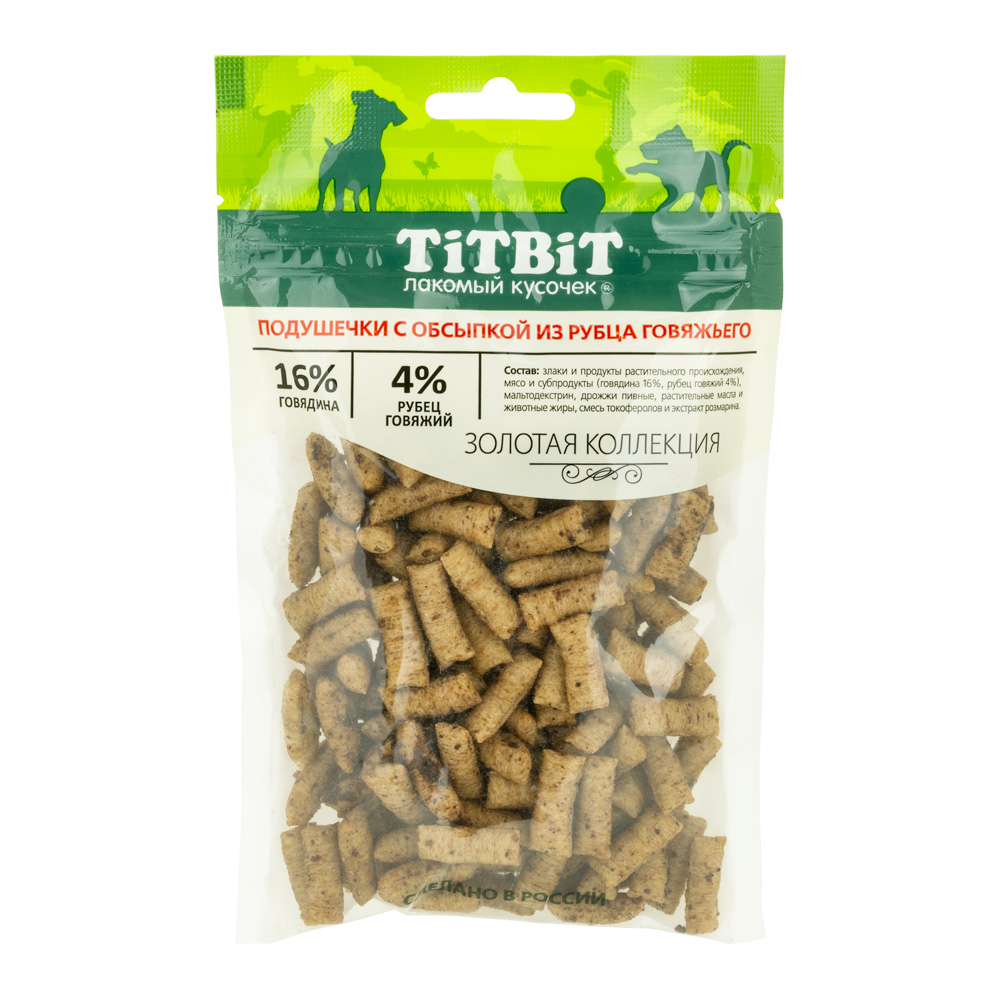 Подушечки TitBit ЗК с обсыпкой из рубца говяжьего для собак 80 г