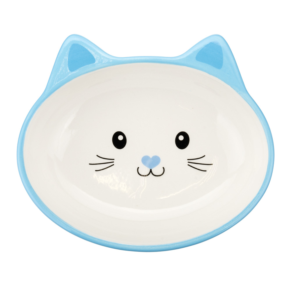 Миска N1 керамическая голубая мордочка кошки для кошек 160 мл 2
