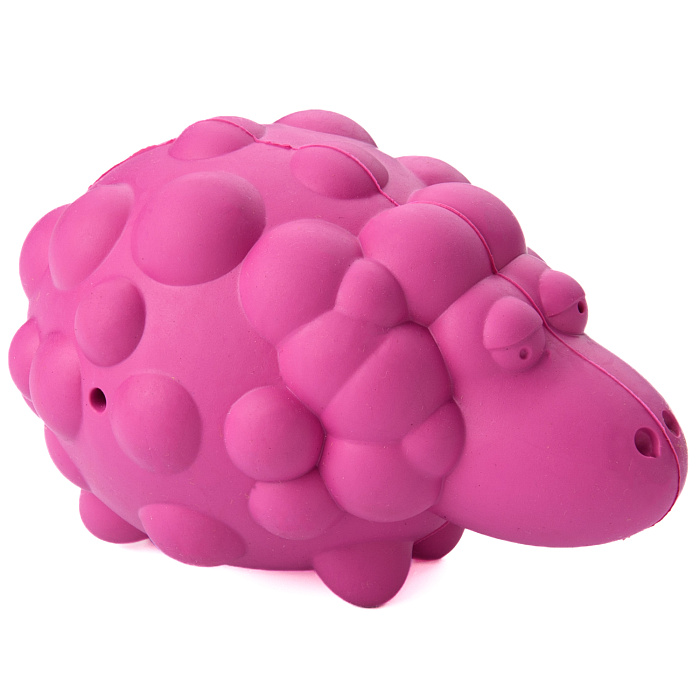Игрушка Mr.Kranch Овечка с пищалкой с ароматом бекона розовая для собак 8,5*12 см