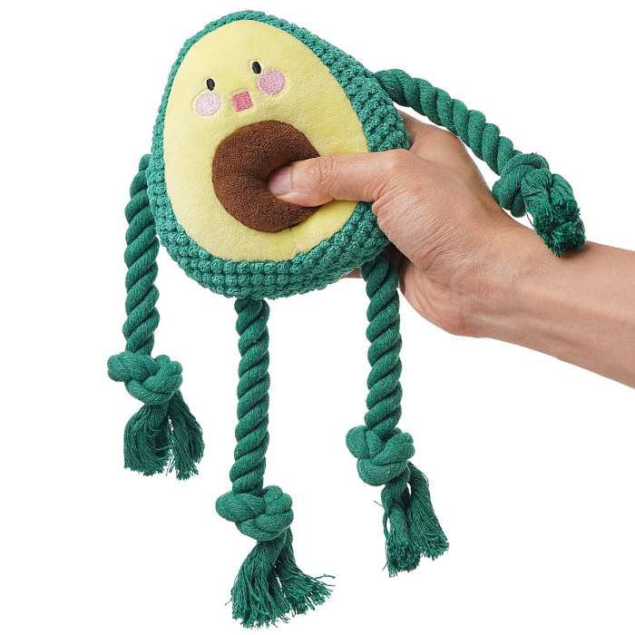 Игрушка Mr. Kranch Авокадо с канатиками и пищалкой Зеленый для собак 13,5 см 3