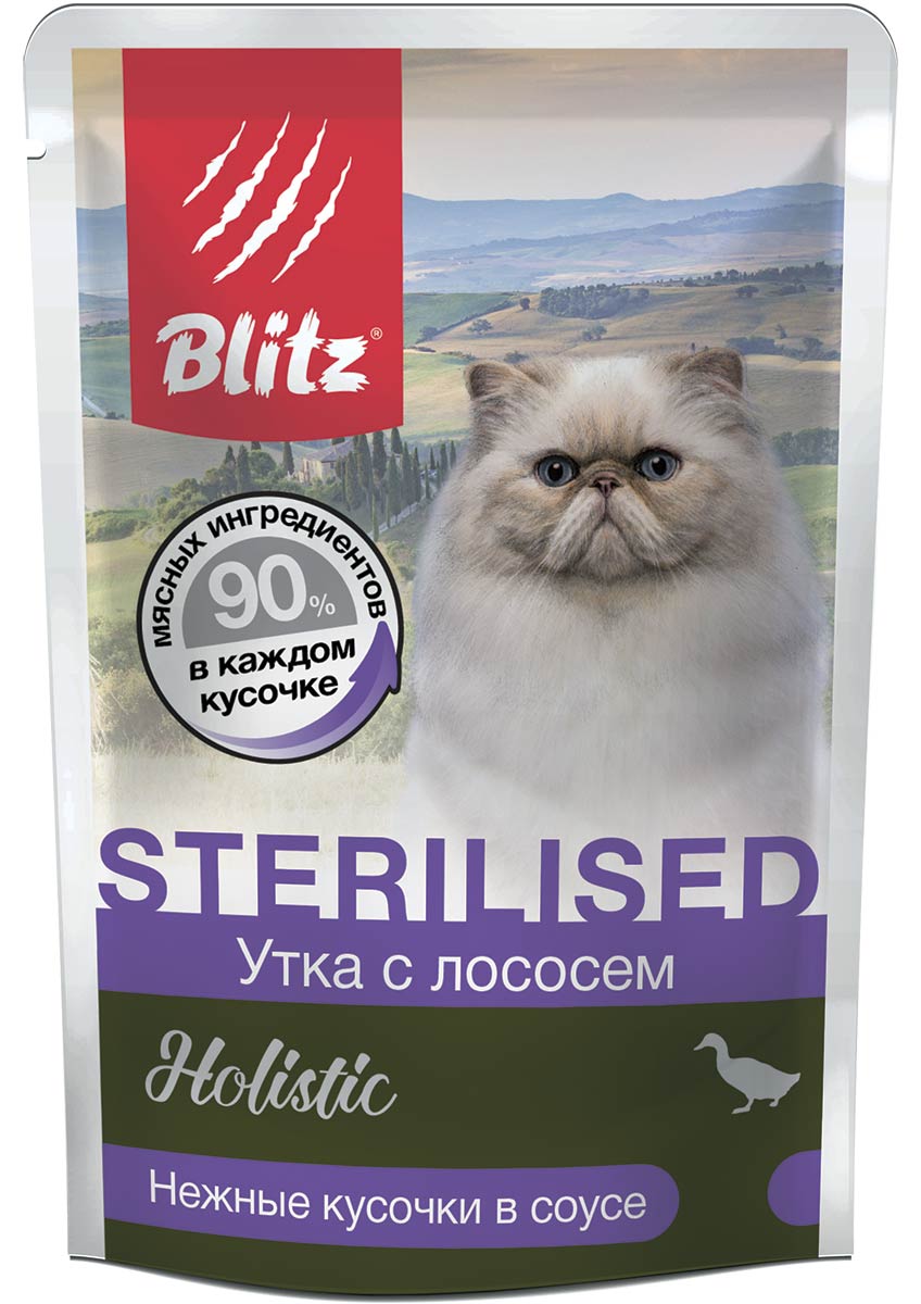 Blitz Holistic Sterilised Утка/Лосось соус пауч для кошек 85 г