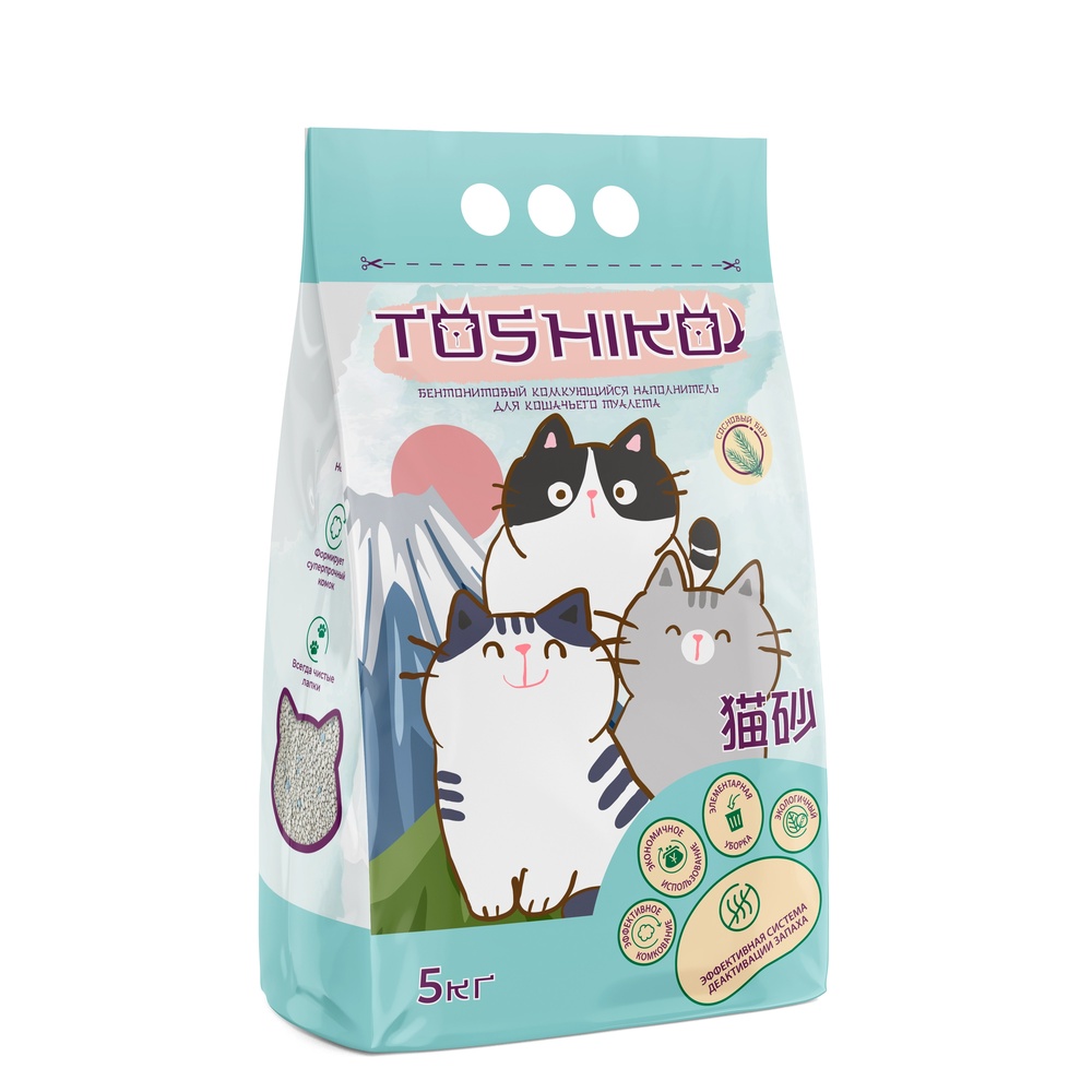 Наполнитель Toshiko Сосновый бор комкующийся для кошек 5 кг