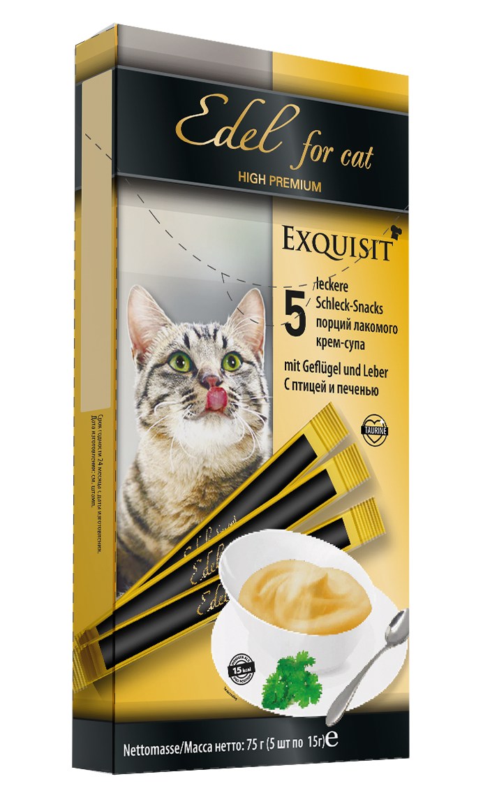 Крем-суп Edel Cat Птица с печенью для кошек 15 г