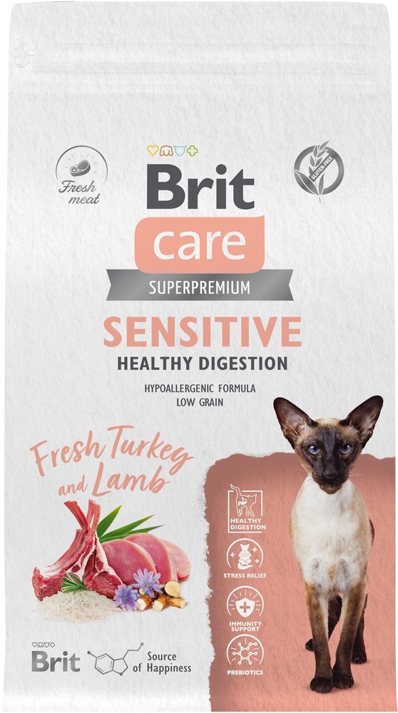 Brit Care Cat Sensitive Healthy Digestion Индейка/Ягненок для кошек 2