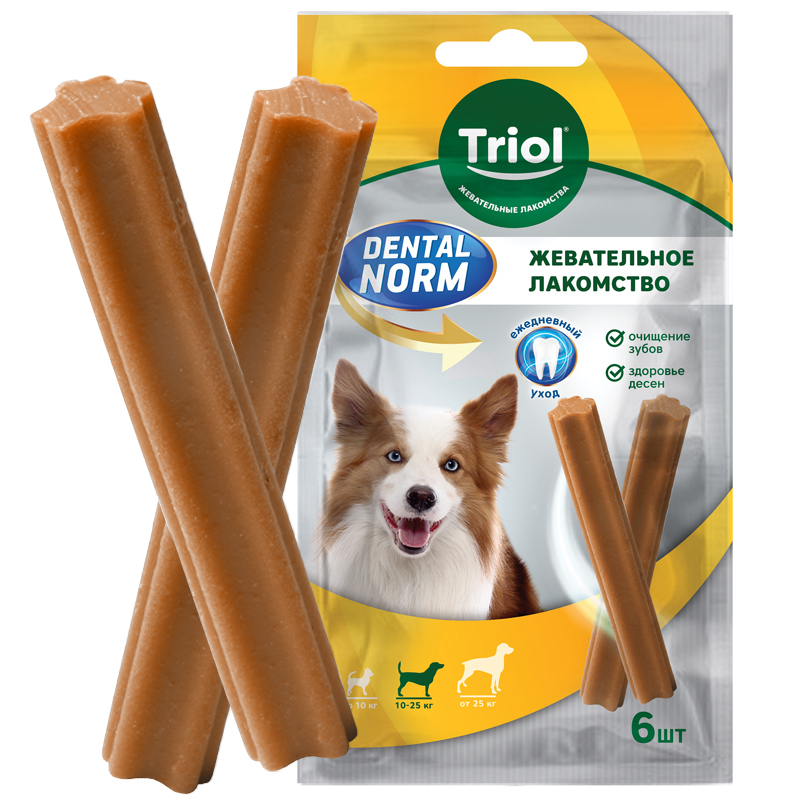 Лакомство Triol Dental Norm Палочки жевательные для собак средних пород 150 г (6 шт) 3