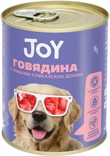 JOY Говядина консерва для собак средних и крупных пород 340 г