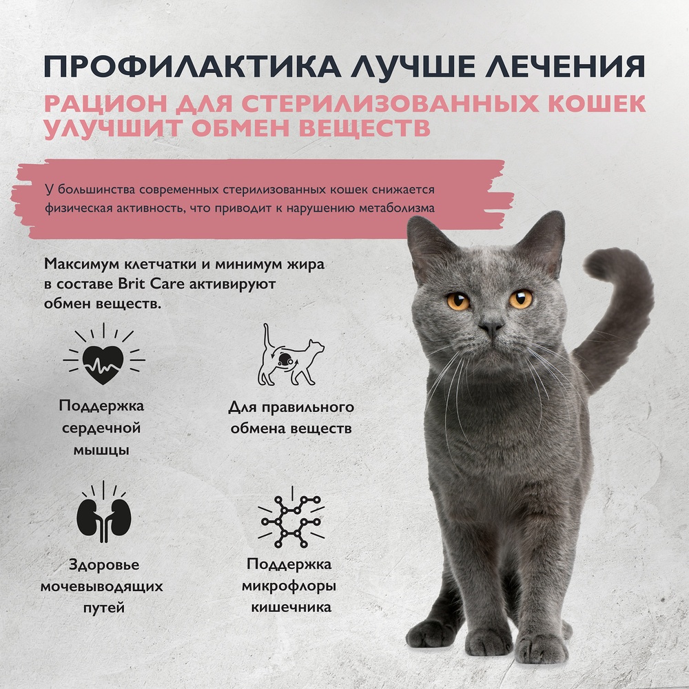 Brit Care Cat Sterilised Metabolic Индейка для кошек 3