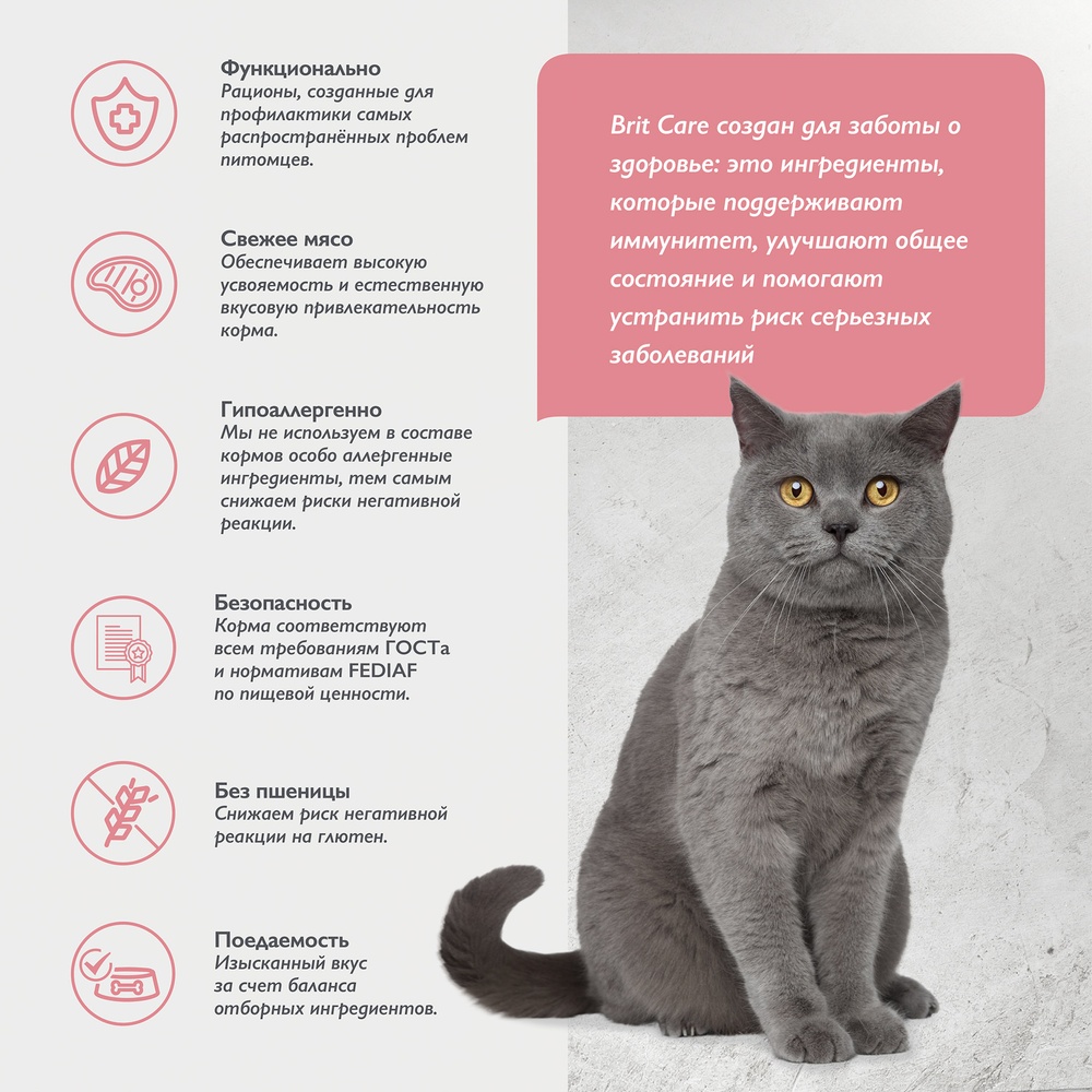 Brit Care Cat Sterilised Metabolic Индейка для кошек 4