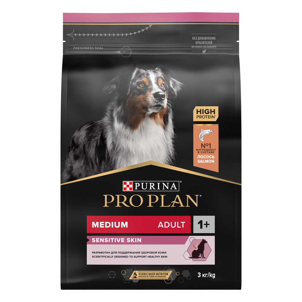 Pro Plan Medium Adult Sensitive Skin Лосось/Рис для собак