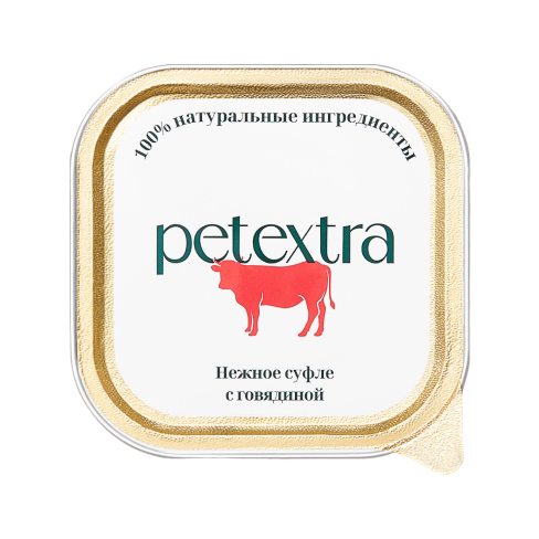 PetExtra Нежное суфле с говядиной ламистер для кошек 100 г