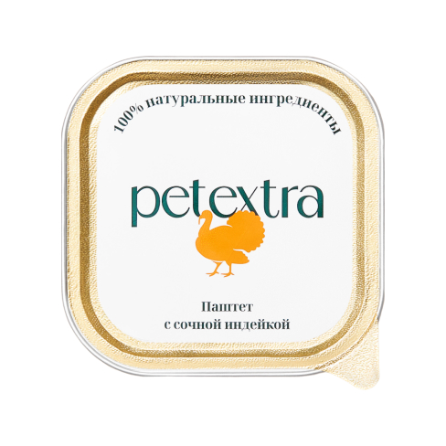 PetExtra Паштет с сочной индейкой ламистер для кошек 100 г