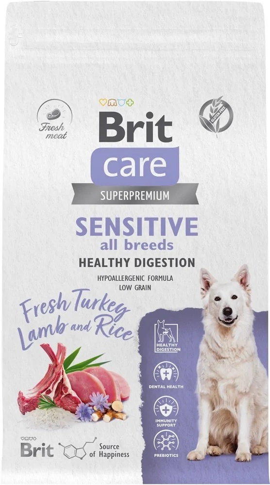 Brit Care Dog Adult Sensitive Healthy Digestion Индейка/Ягненок для собак 2