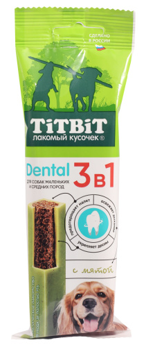 Лакомство TitBit Dental 3 в 1 с мятой для собак средних пород 110 г