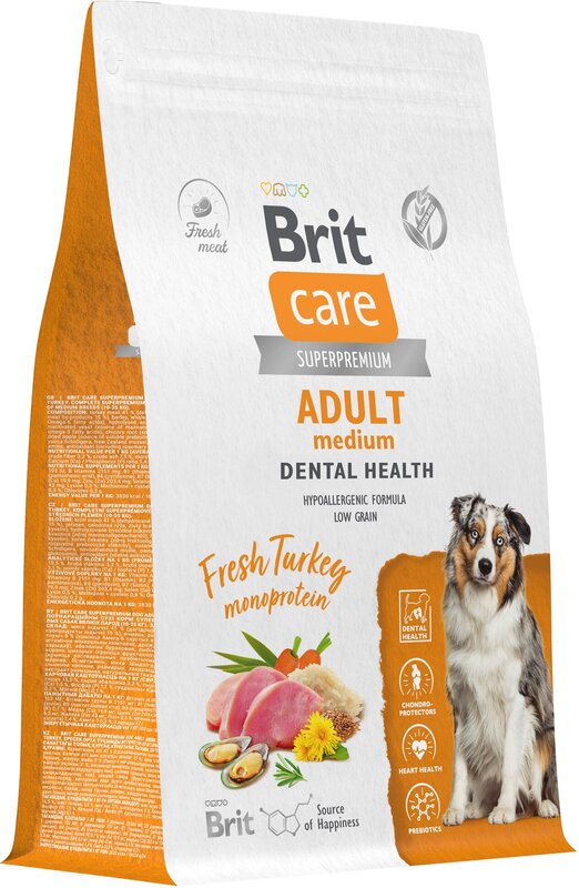 Brit Care Dog Adult Dental Health Индейка для собак средних пород