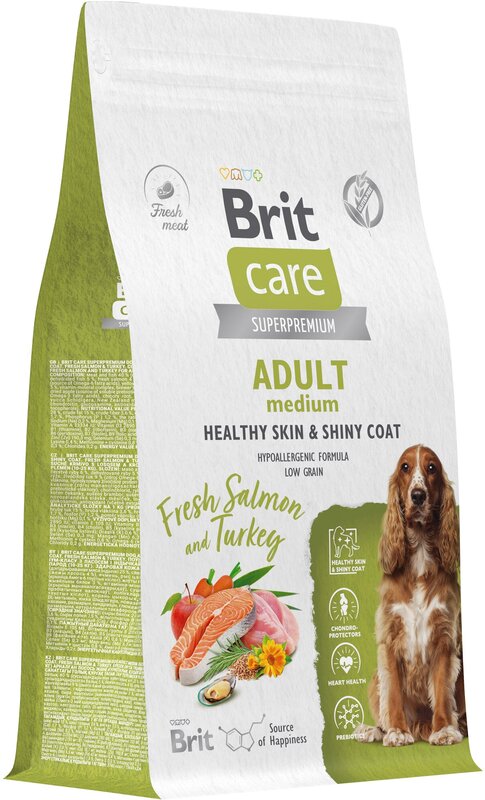 Brit Care Dog Adult Healthy Skin&Shiny Лосось/Индейка для собак средних пород