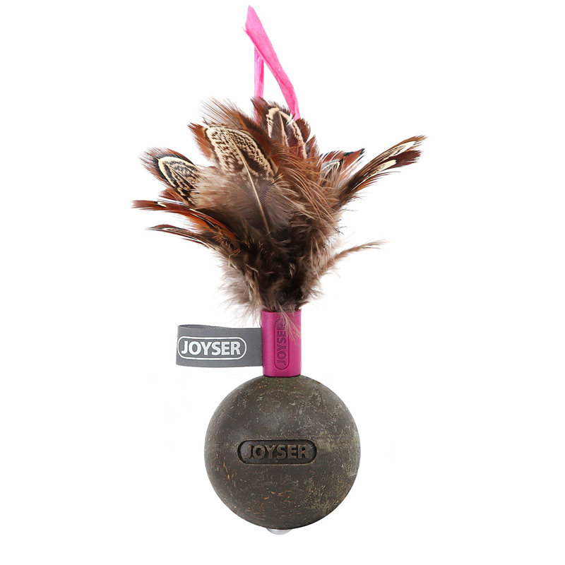 Мяч Joyser Catnip Ball прессованный с перьями и кошачьей мятой розовый для кошек 13 см