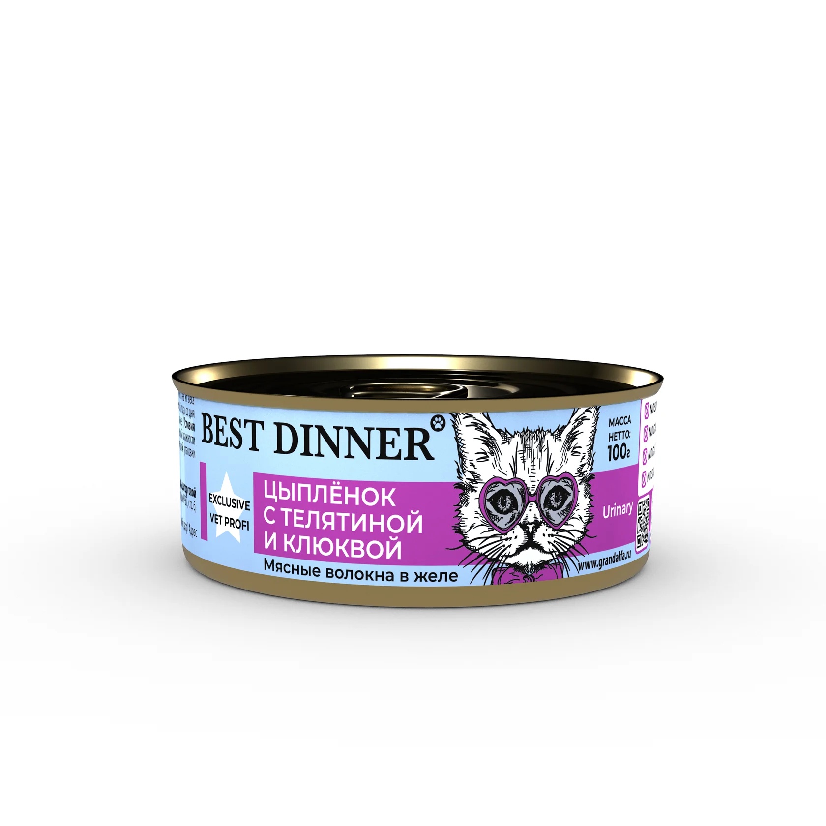 Best Dinner Exclusive Vet Profi Urinary Цыпленок/Телятина/клюква паштет конс для кошек 100 г