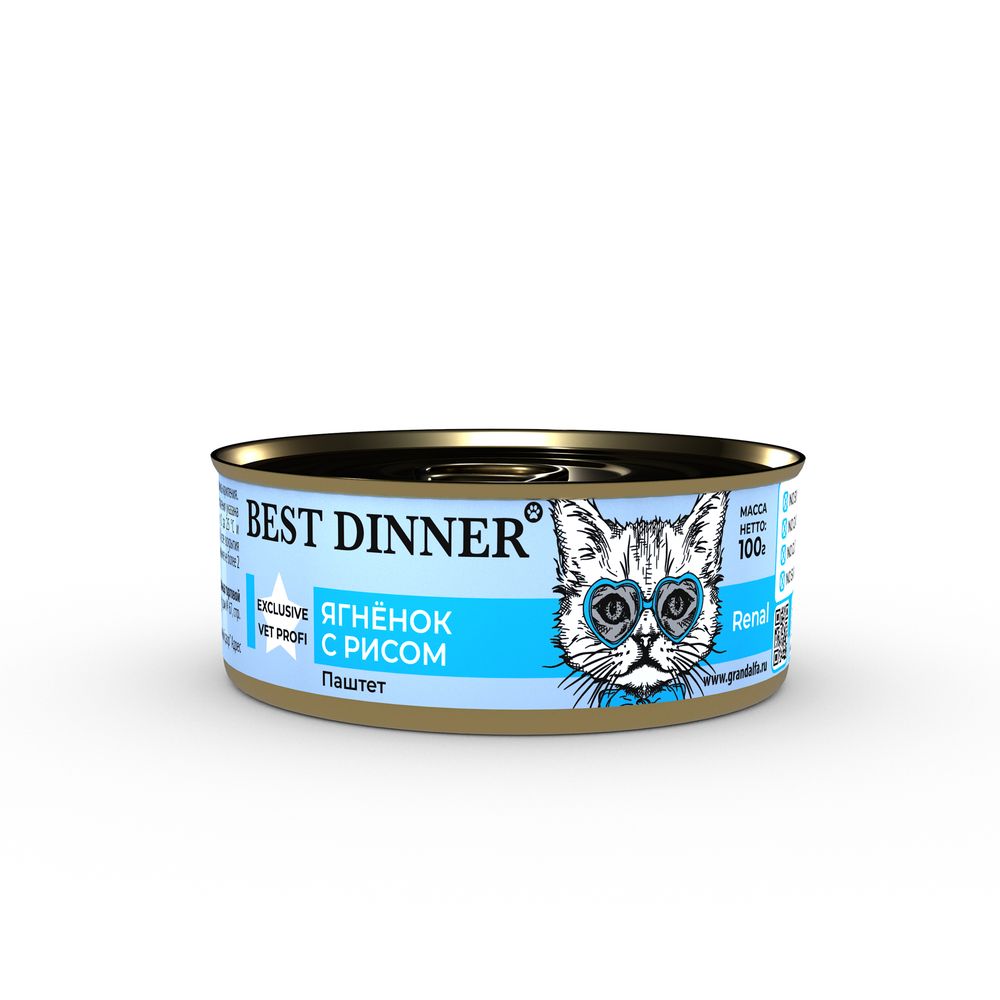 Best Dinner Exclusive Vet Profi Renal Ягненок/рис паштет конс для кошек 100 г