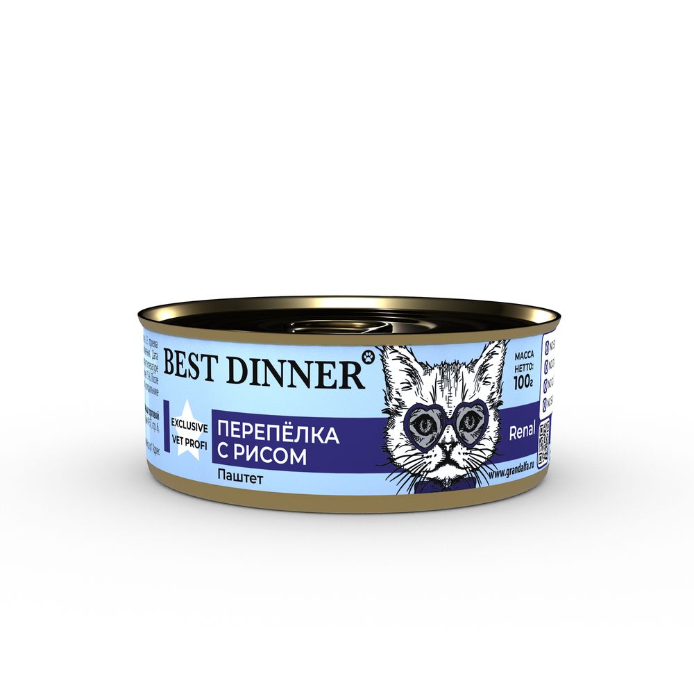 Best Dinner Exclusive Vet Profi Renal Перепелка/рис паштет конс для кошек 100 г