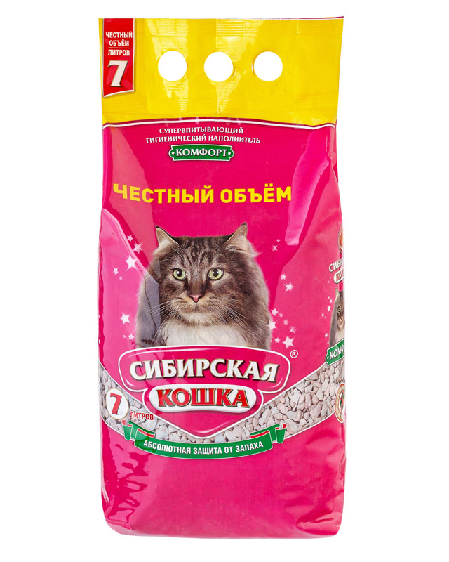 Наполнитель Сибирская Кошка Комфорт впитывающий для кошек