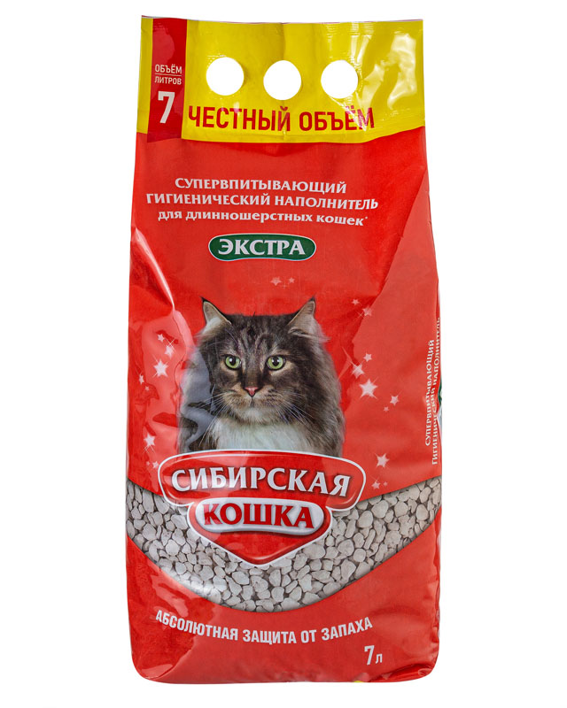 Наполнитель Сибирская Кошка Экстра впитывающий для длинношерстных кошек 1